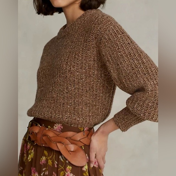 Polo Ralph Lauren Sweaters - Polo Ralph Lauren Women’s Medium Brown Chunky Knit Wool-Blend Sweater